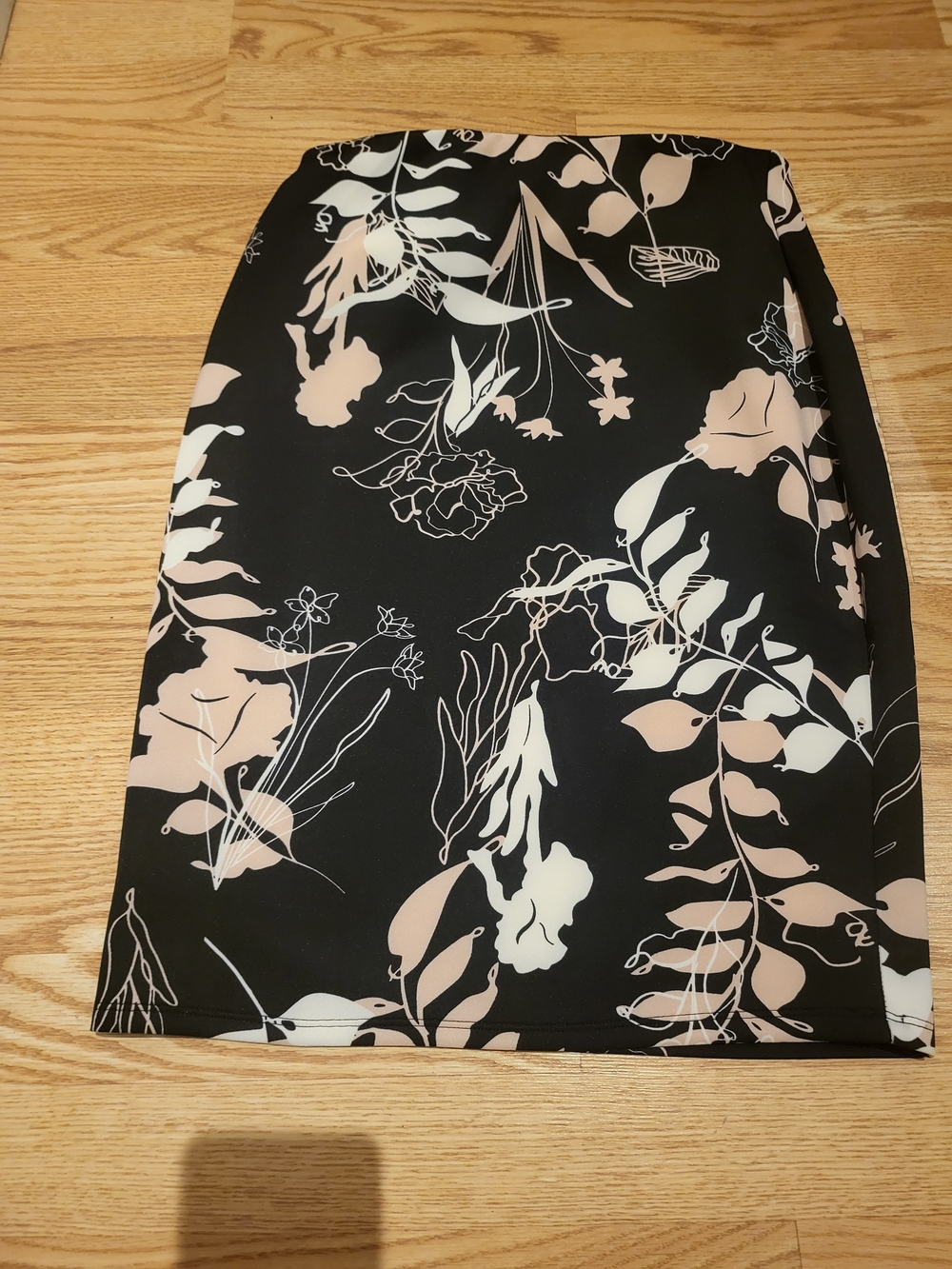 Women's Black Floral Pencil Skirt - Blush Pink & White (71)